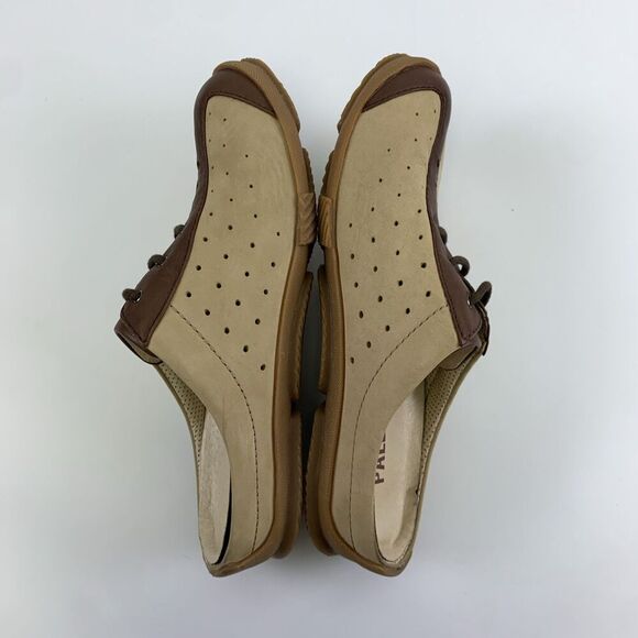 Palladium Slip On Mule Nubuck Leather Tan Brown Perforated Round Womens 41 US 10 - Picture 10 of 12
